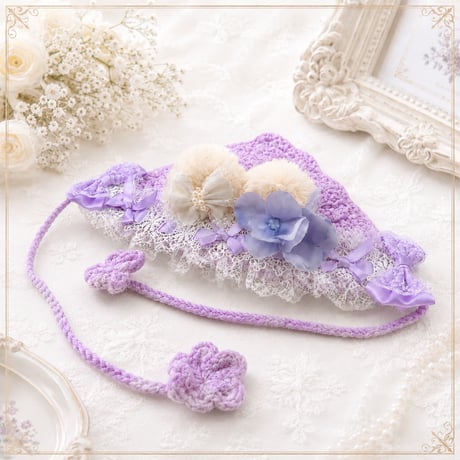 cfW🧸くま耳バブーシュカ／紫陽花