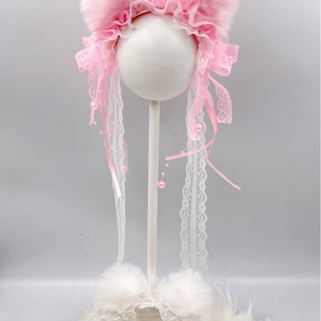 ヘッドドレス🧸くま耳ぽんぽん／リボンタイプ