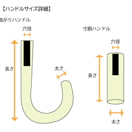 寒竹　太曲がりショートハンドル　長傘木棒用　12/10ｍｍ穴