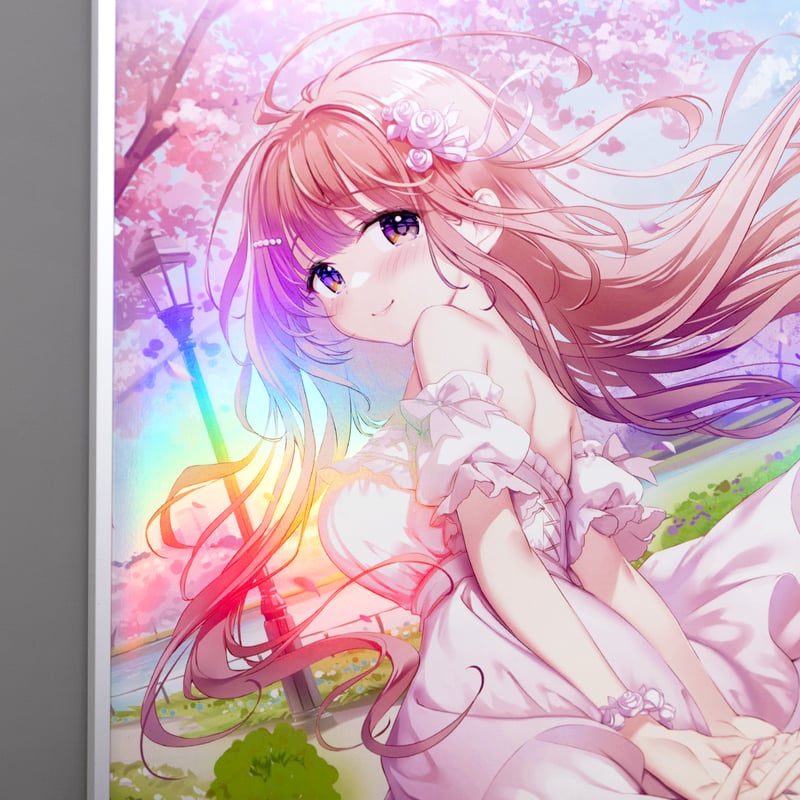 オーロラアート / ホログラフィック印刷 A3サイズ 「花風に舞う