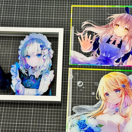 【後日郵送用】光る美少女展2024郵送　あずとらこ先生直筆サインキャストアクリル色紙  【再販】