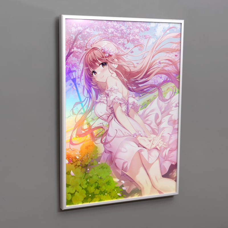 オーロラアート / ホログラフィック印刷 A3サイズ 「花風に舞う