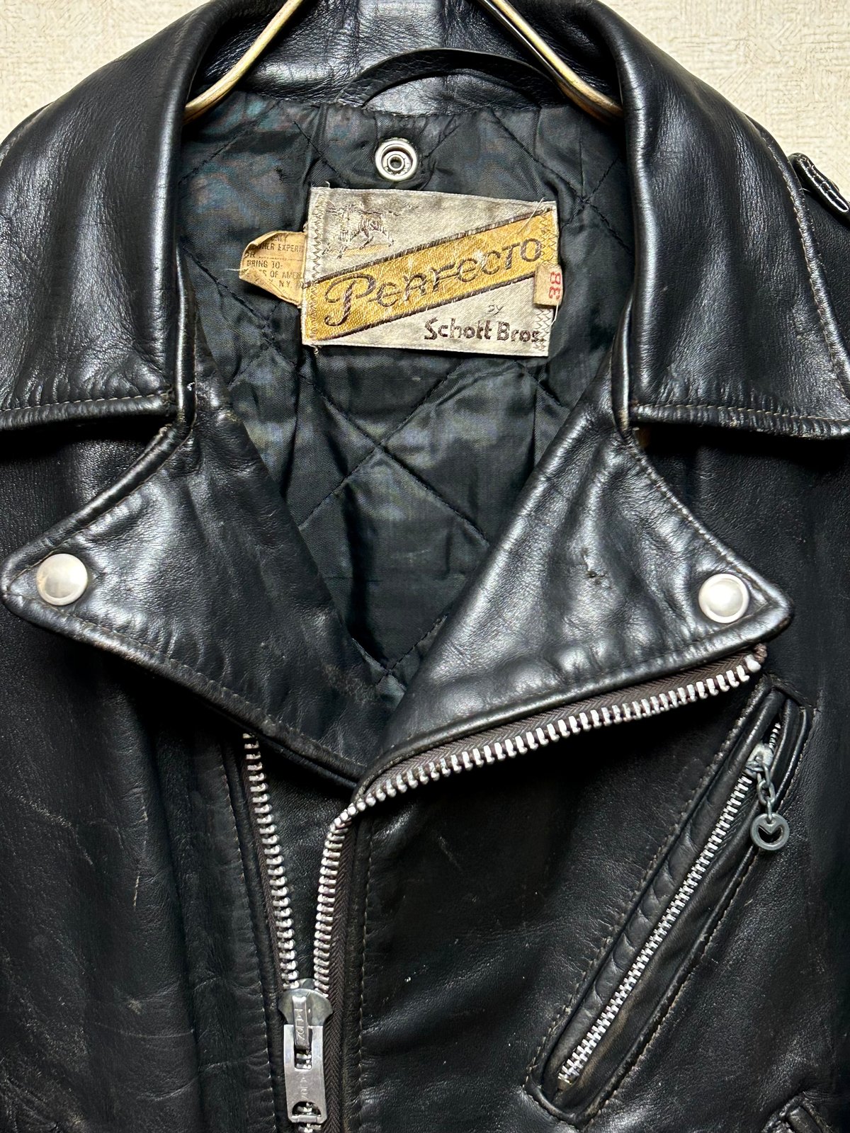 牛タグ前期Schott Bros希少ワンスターR&R茶芯ライダース〉70,s U.S.A.製