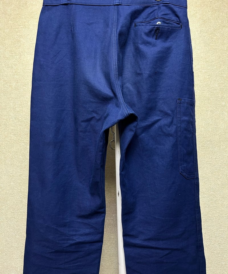 40s〜50s コットンワークパンツ フェード ナス紺 usnavy ブルー 60〜70年代 フレンチワークパンツ コットンツイル 1タック