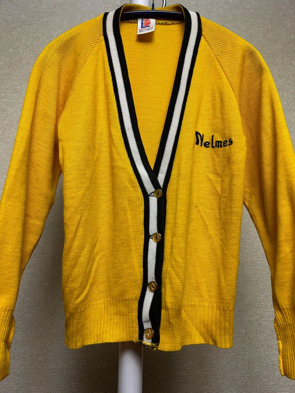 欧州製セブンティーズレディースCARDIGAN〉70年代欧州製LEMON YELLOW