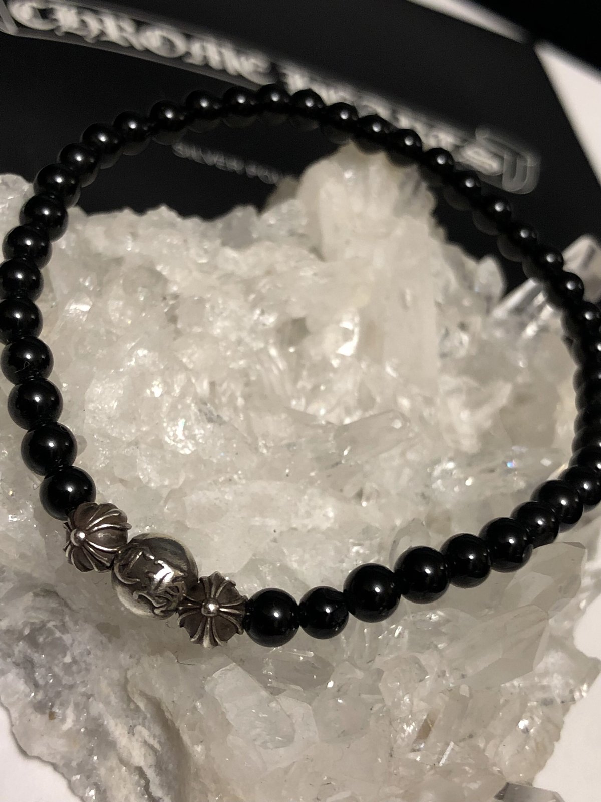 キング・オブ・シルバークロムハーツブラックビーズ人気ブレスレット