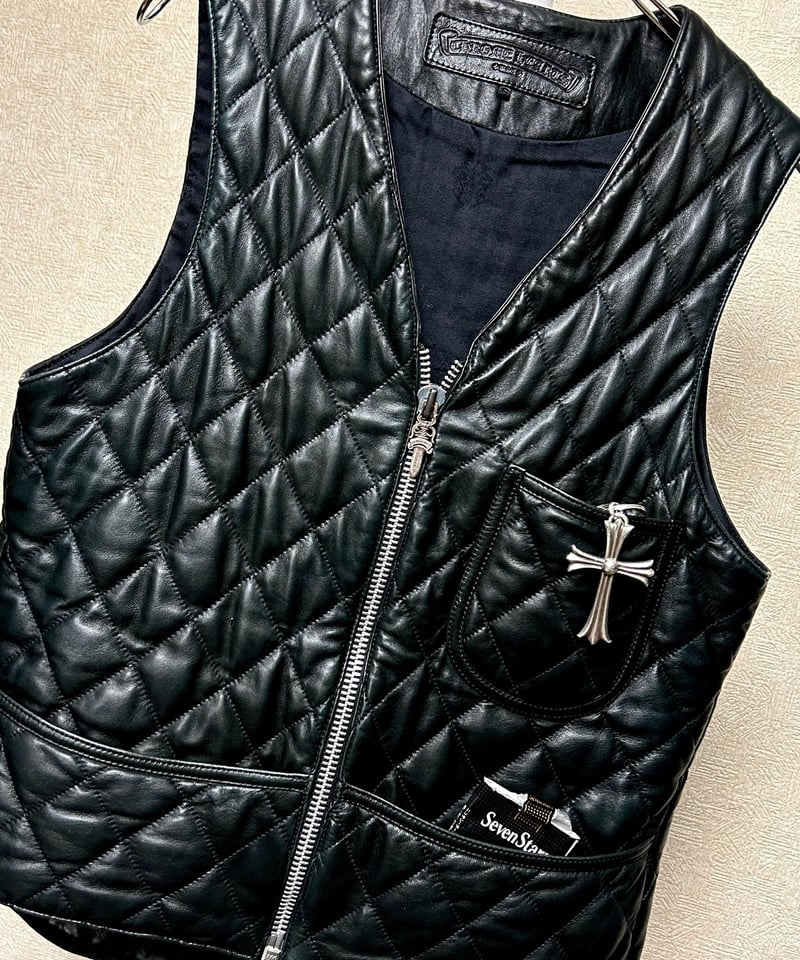 Chrome hearts フィッシャーマンベスト　山羊革レザーベスト クロムハーツジャパン米国製正規品激レアアイテム〉Chrome Hearts