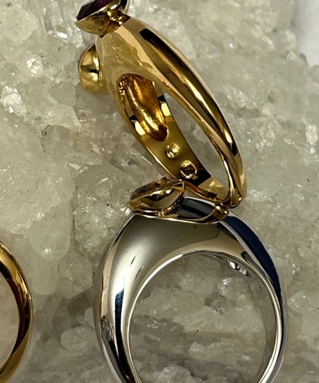 〈アーカイブSWAROVSKI JEWELRY〉 2000年代初期SWAROVSKI JEWELRYリング黄金サイズ17号3点セットBOX付きオールドランク極上美品スペシャルプライス
