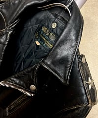 〈激レア最高峰茶芯ロックヴィンテージリアル60,s黒タグワンスター〉1960年代Schott Bros希少黒サボテンタグ613USワンスターライダースジャケット黄金サイズ36スペシャルヴィンテージ
