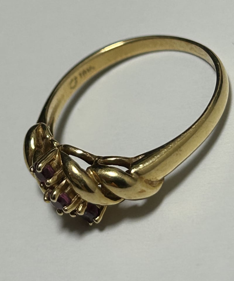 ゴールド ルビー リング 4℃ ヨンドシー リング K18イエローゴールド ルビー 4.5g 9号～10