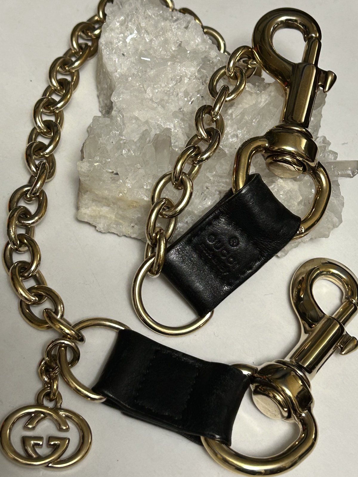 希少☆GUCCI　ヴィンテージチェーンベルト　ゴールド レア商品】GUCCI グッチ チェーンベルト ゴールド ブルー