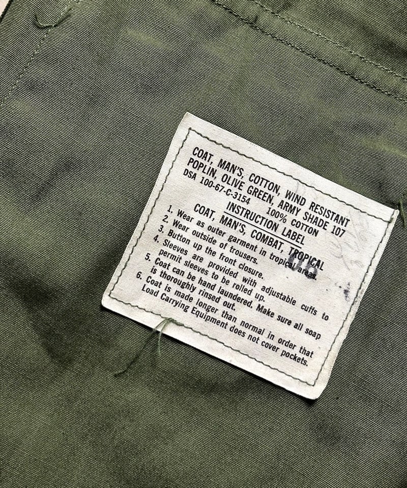 米軍実物NAM戦期ノンリップジャングルファティーグデッドストック〉米