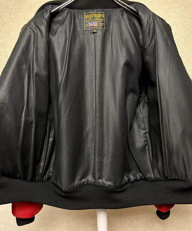 新品同様品 希少モデル USA製 VANSON ダブルライダース 黒 S-