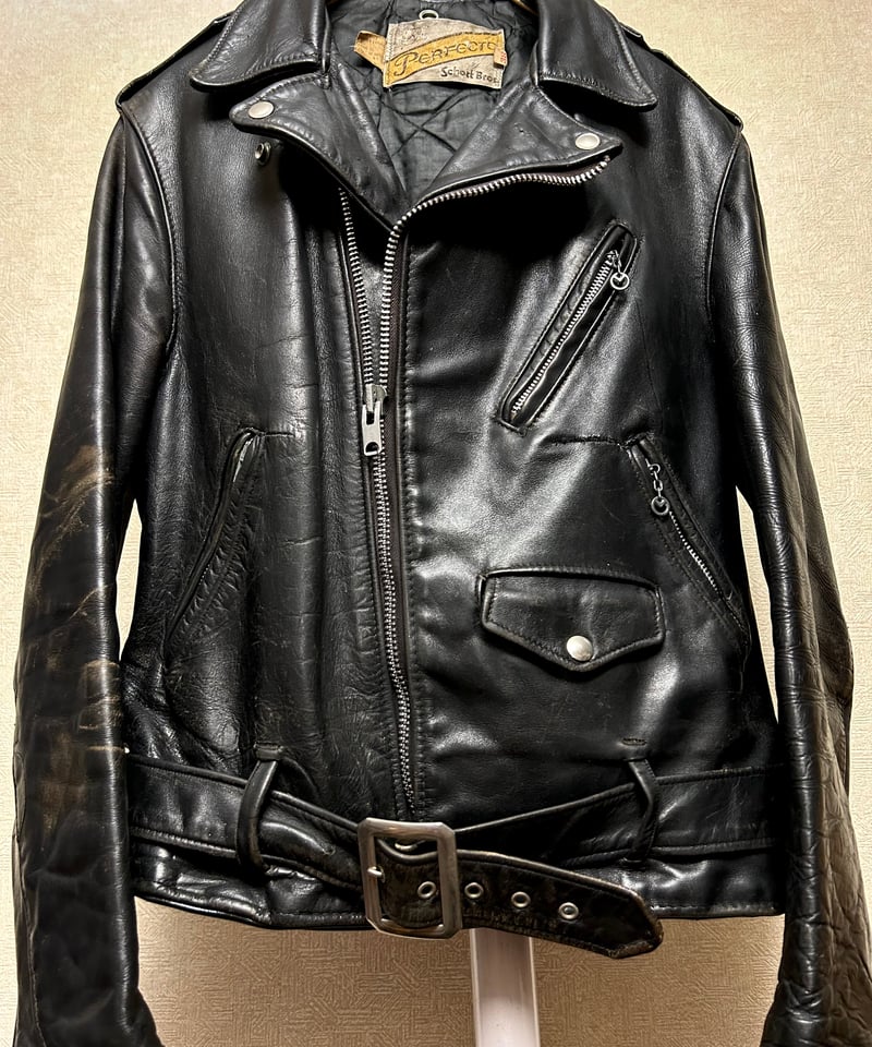 牛タグ前期Schott Bros希少ワンスターR&R茶芯ライダース〉70,s U.S.A.製