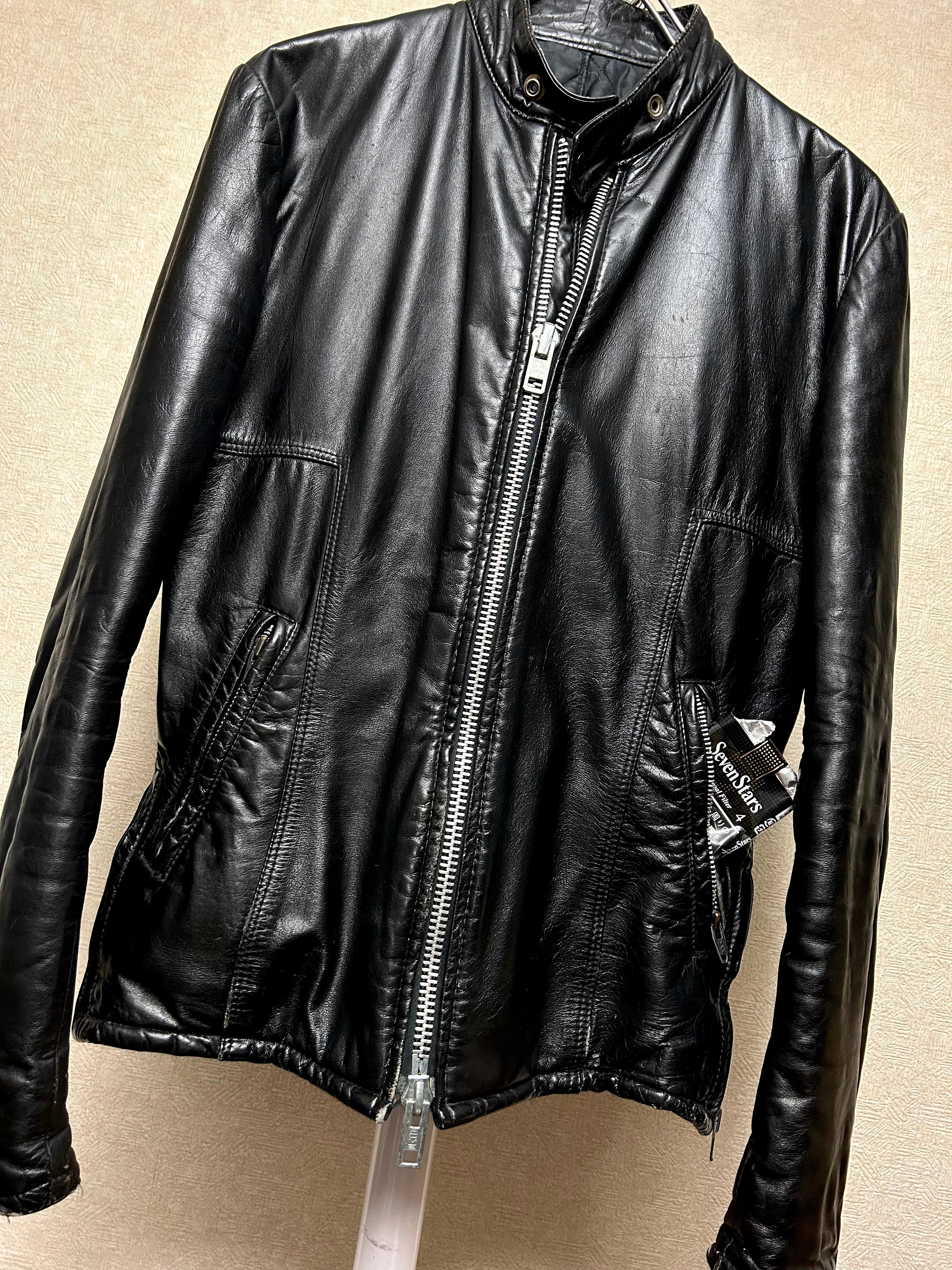 70s ユーロビンテージ フランス製？ シングルライダース ailee zip ヴィンテージ年代希少アルミダブルジッパーライダース〉70年代CANADA製