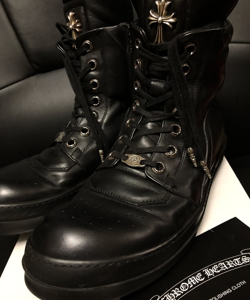 帝王クロムハーツ超人気ダブルネームスニーカー希少BLK/BLK