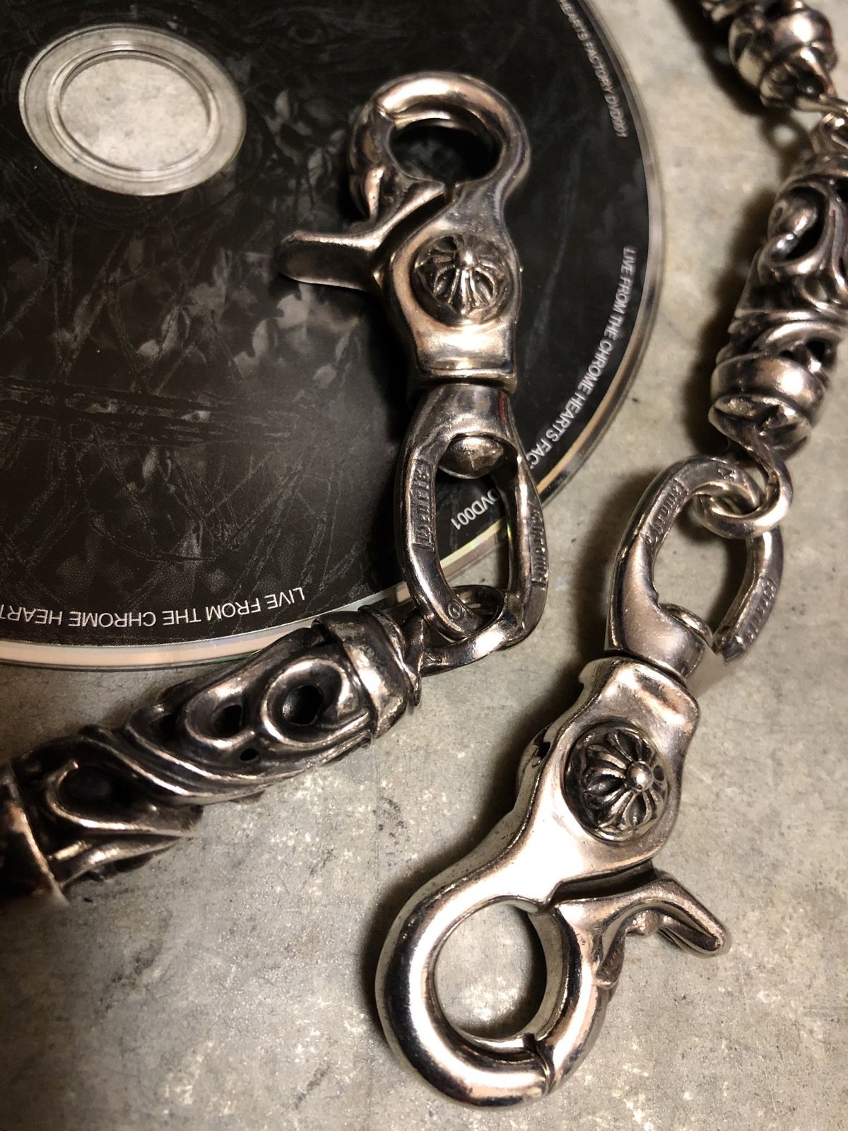 《超目玉・最高峰ウォレットチェーン》Chrome Hearts 9LINK ダブルクリップROLLER WALLETCHAIN Aランク美品