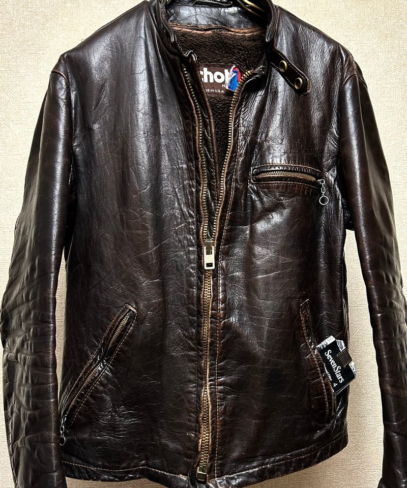 サウザー✨Schott USA製 茶タグ シングルライダース ジャケット 希少80年代初期茶タグシングルライダース〉80年代初期U.S.A.製Schott
