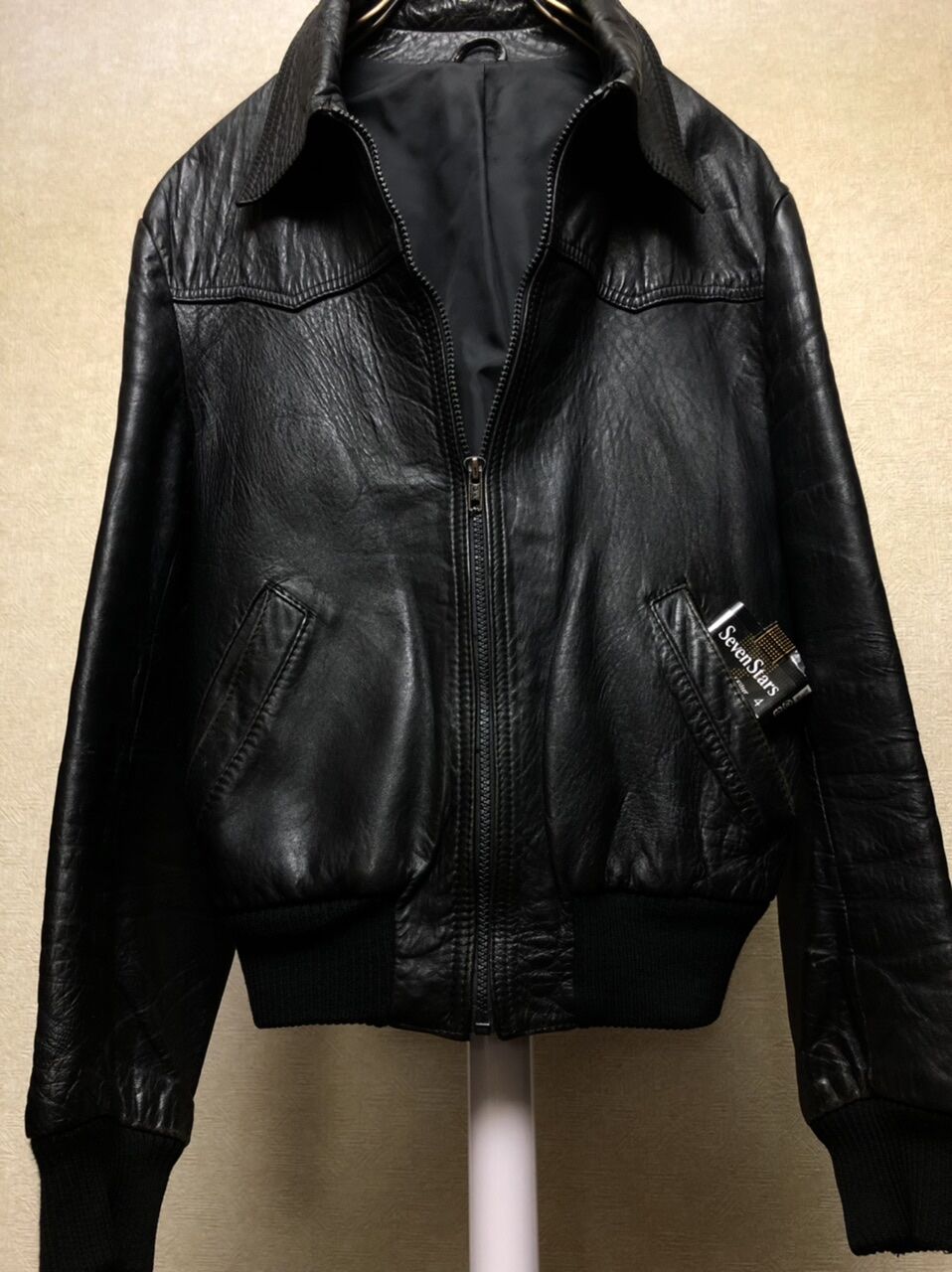 ECHTES LEDER 短丈レザーシボブラック黒ボンバーアメカジ