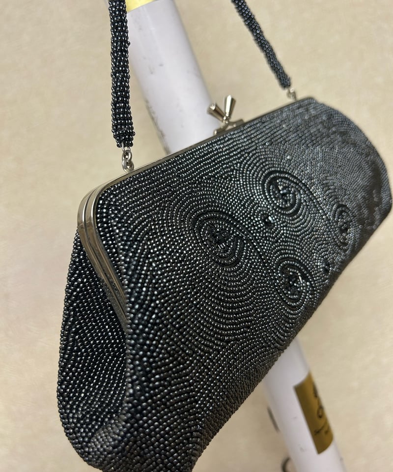 希少リアル昭和レトロミニハンドバッグ〉1967年日本製ビーズ装飾