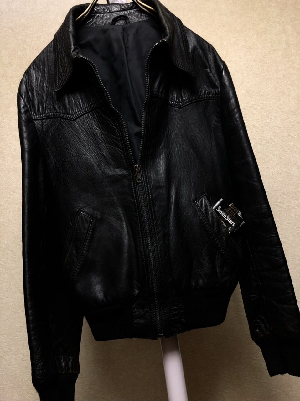 希少 80s XLサイズ Levis レザージャケット シボ革 黒