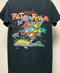 〈希少ラットフィンクラバープリント86,sコピーライトTee〉U.S.A.製86,s RAT FINK thrash RAT FEVERラバープリントTee黄金サイズヴィンテージ美品スペシャルプライス