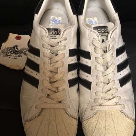 〈フランス製70,sスーパースター〉70年代FRANCE製adidas SUPER STAR シンボリックカラーコンビネーションWHITE × BLACKヴィンテージ美品スペシャルプライス