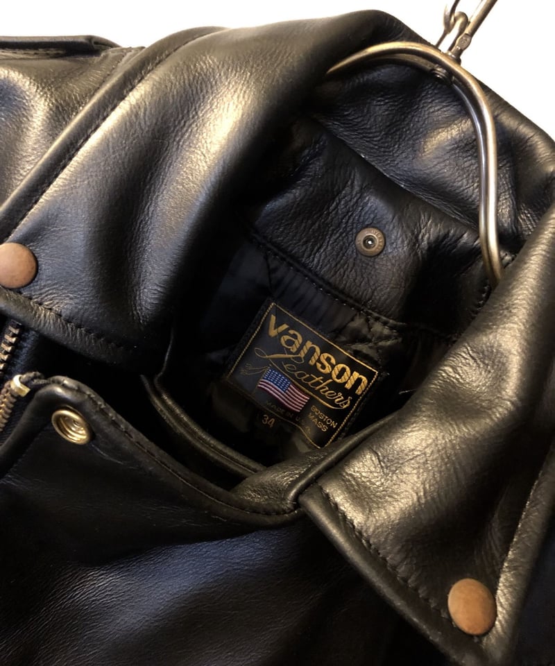 新品同様品 希少モデル USA製 VANSON ダブルライダース 黒 S-