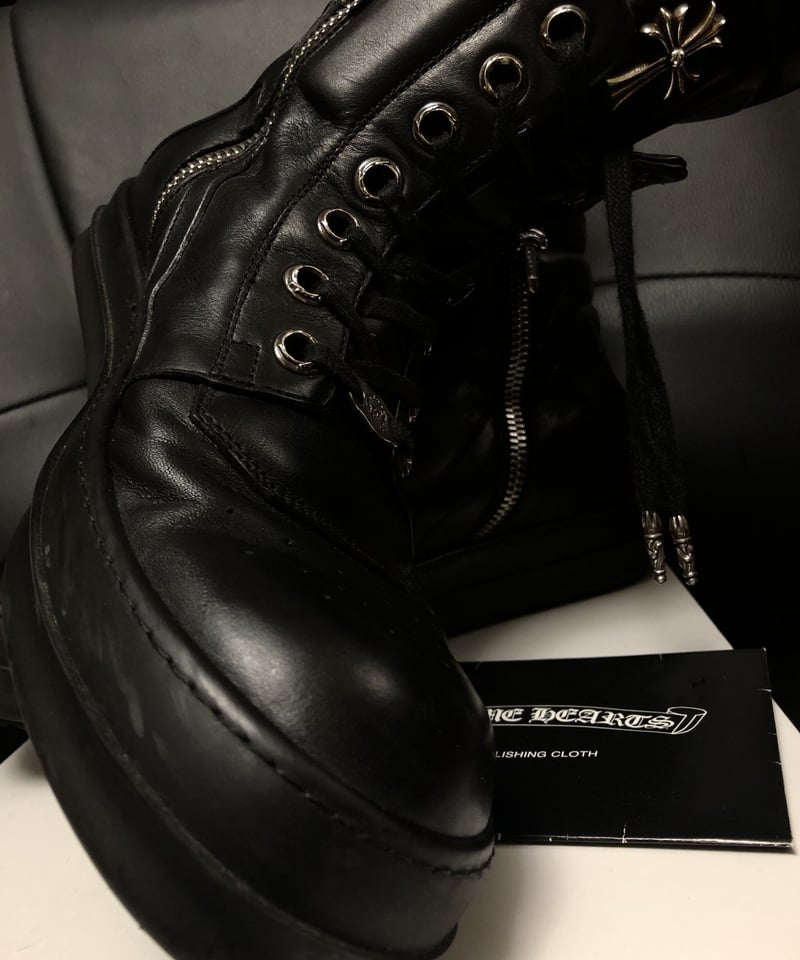 ‼️超希少‼️CHROME HEARTS ブラック オーバー Msize 帝王クロムハーツ超人気ダブルネームスニーカー希少BLK/BLK