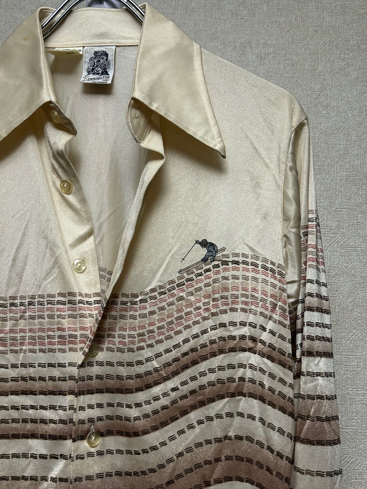 70s Kennington 絞れる ヨーク.カフス 切り替えシャツ 