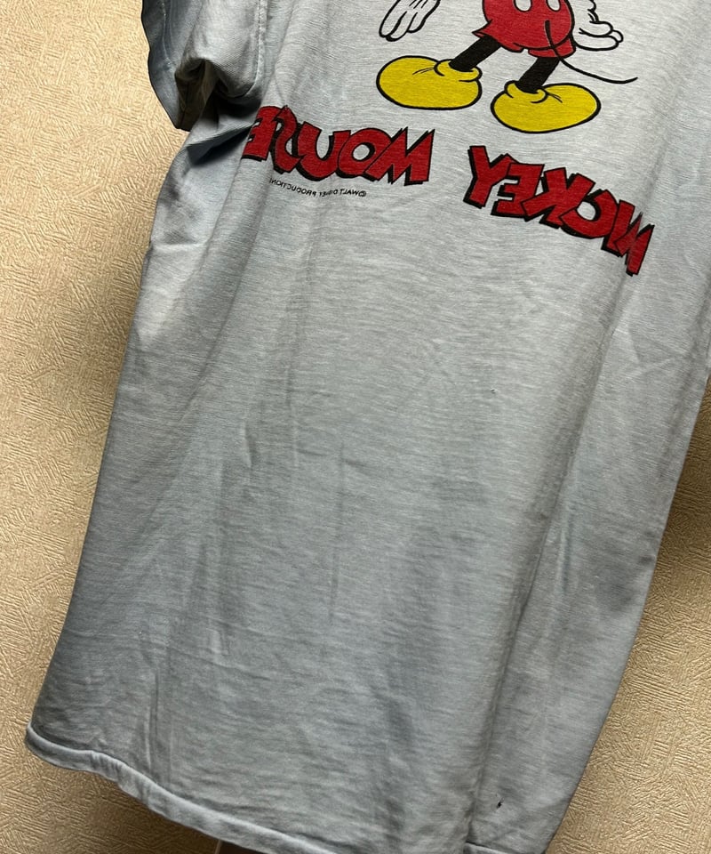 エイティーズU.S.A.製希少両面プリントミッキーTee〉80年代U.S.A.製