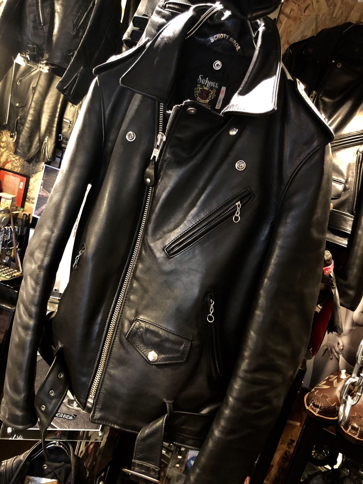 〈目玉ブラックカラー黄金サイズ36タイトフィット〉Schott 613UST ONE STAR RIDERS TALL美品