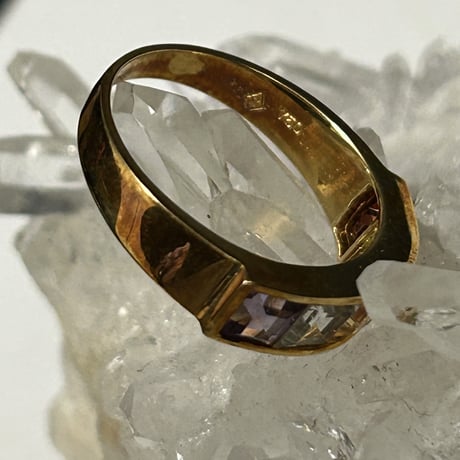 18金ゴールド ダイヤモンド&ルビーリング（10号）刻印あり 置き忘れる