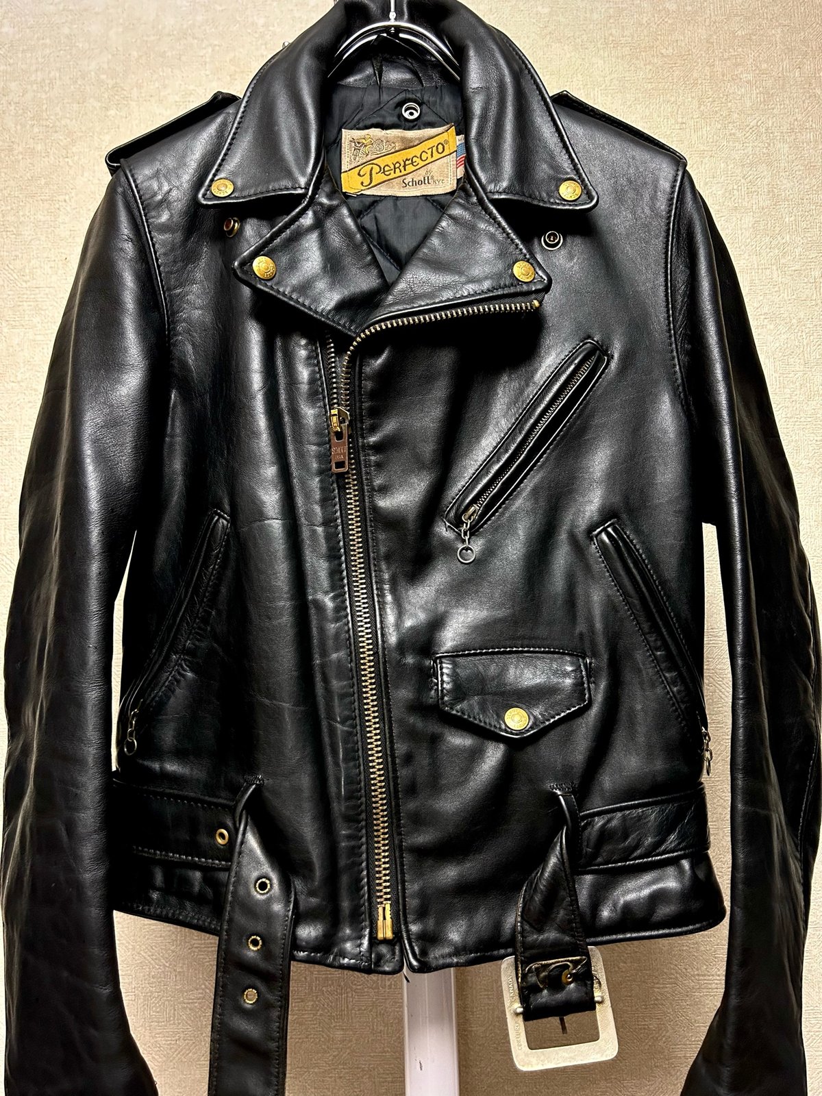 オールドシャンパン金具茶芯R&Rライダース〉U.S.A.製80-90,sバイカー  