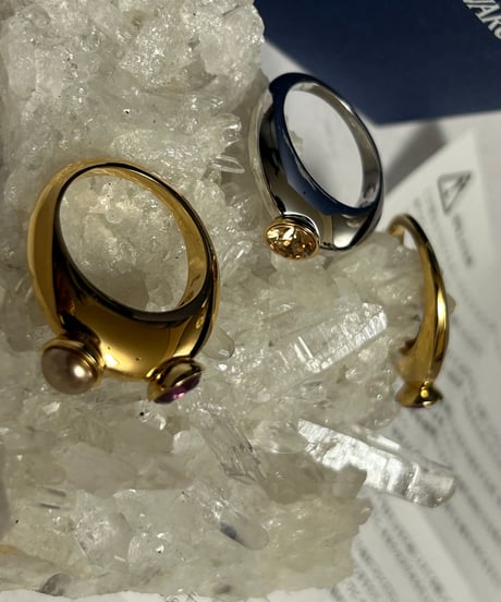 〈アーカイブSWAROVSKI JEWELRY〉 2000年代初期SWAROVSKI JEWELRYリング黄金サイズ17号3点セットBOX付きオールドランク極上美品スペシャルプライス