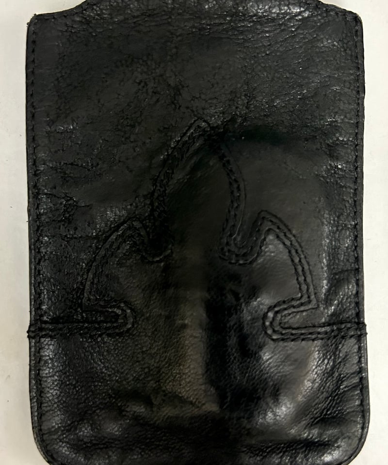 CHROME HEARTS クロムハーツ レザーケース エナメル 【レア】 クロムハーツレザーカードケース#2 3ポケット ブラック ヘビーレザー