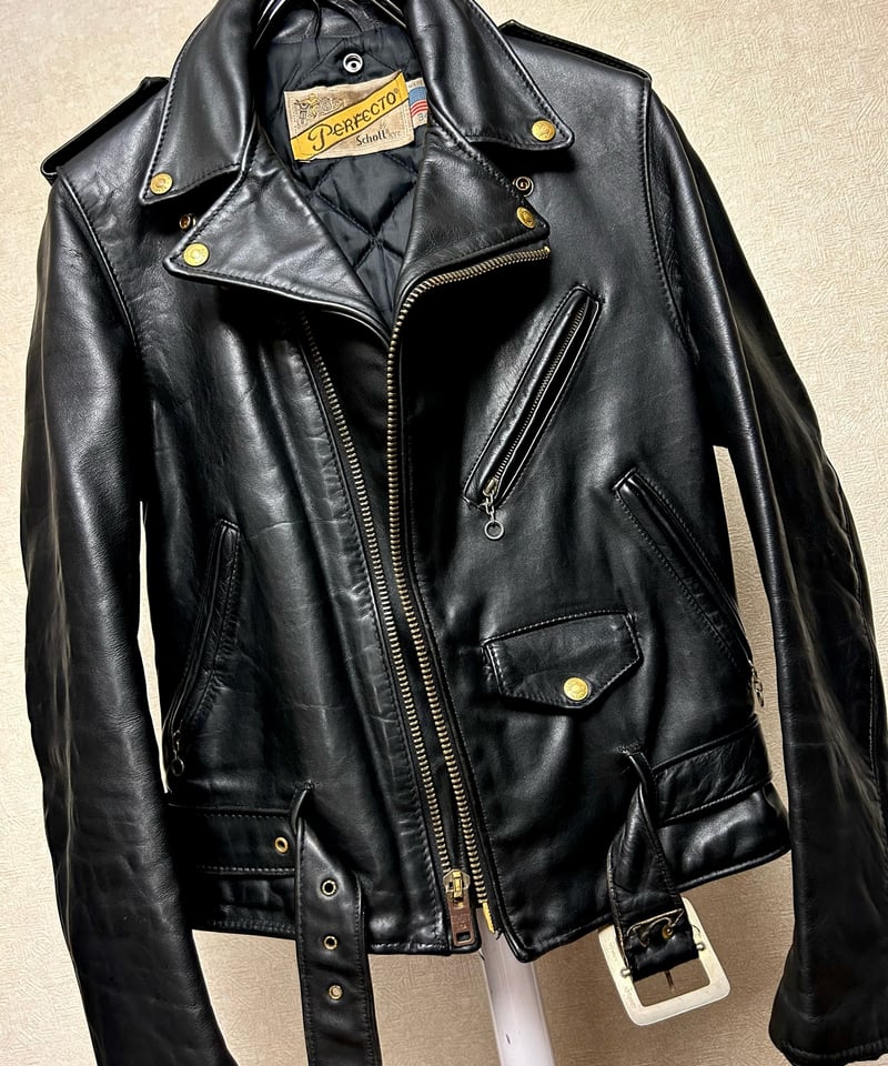 【茶芯】schott lambskin シングルレザー（S）黒 Schott N.Y.C 110周年限定モデル ショット 658US ワンスター