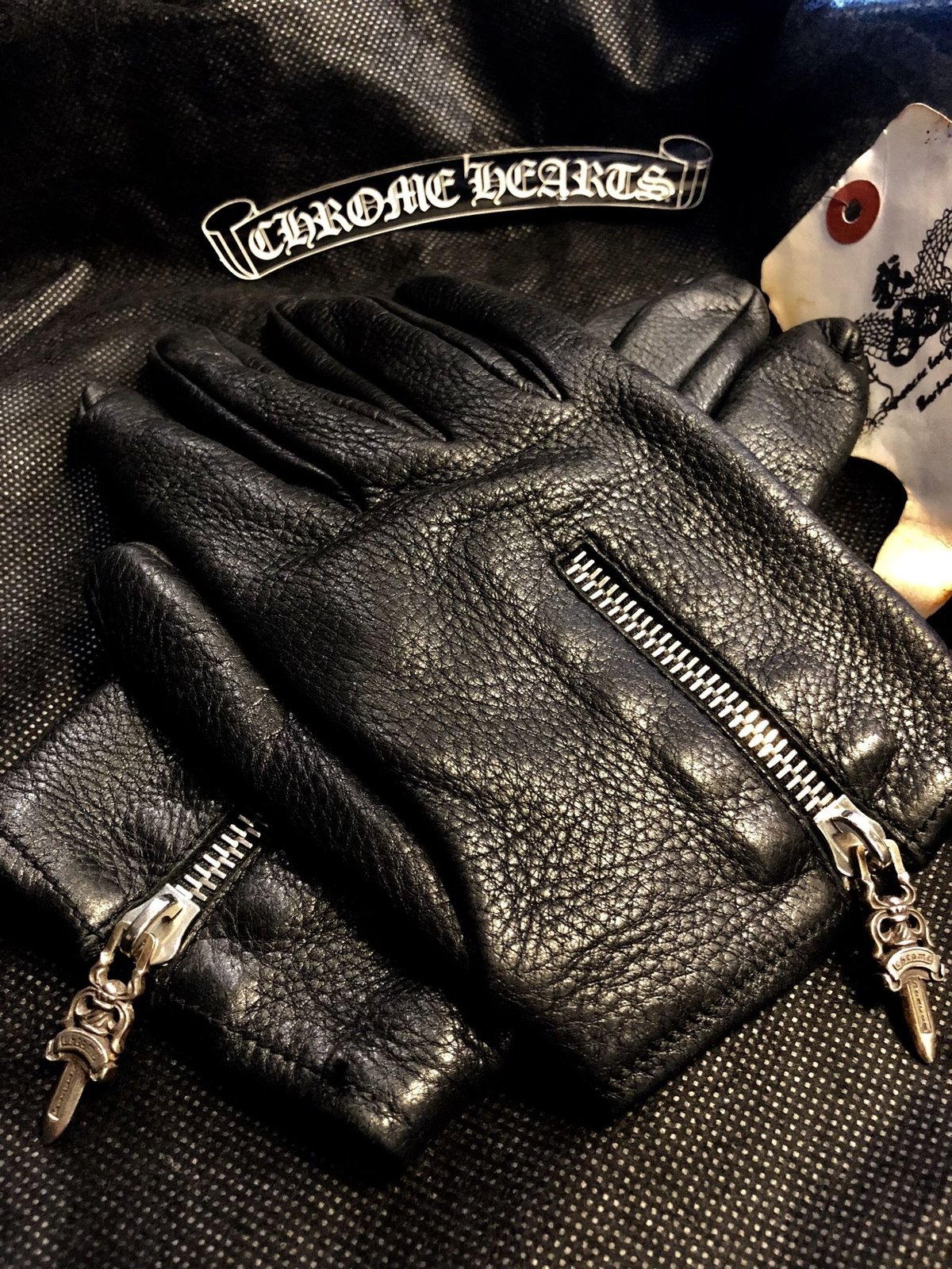 CHROME HEARTS クロムハーツ 手袋 gloves グローブ ロング カシミヤ ブラック シルバー金具 美品  47150