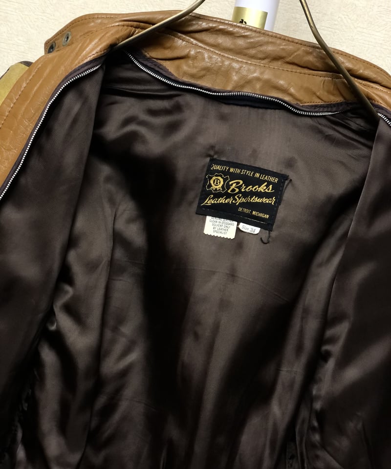70s BROOKS シングルライダース サイズ36 USA製 70年代 70s US BROOKS ブルックス シングル ライダース ジャケット