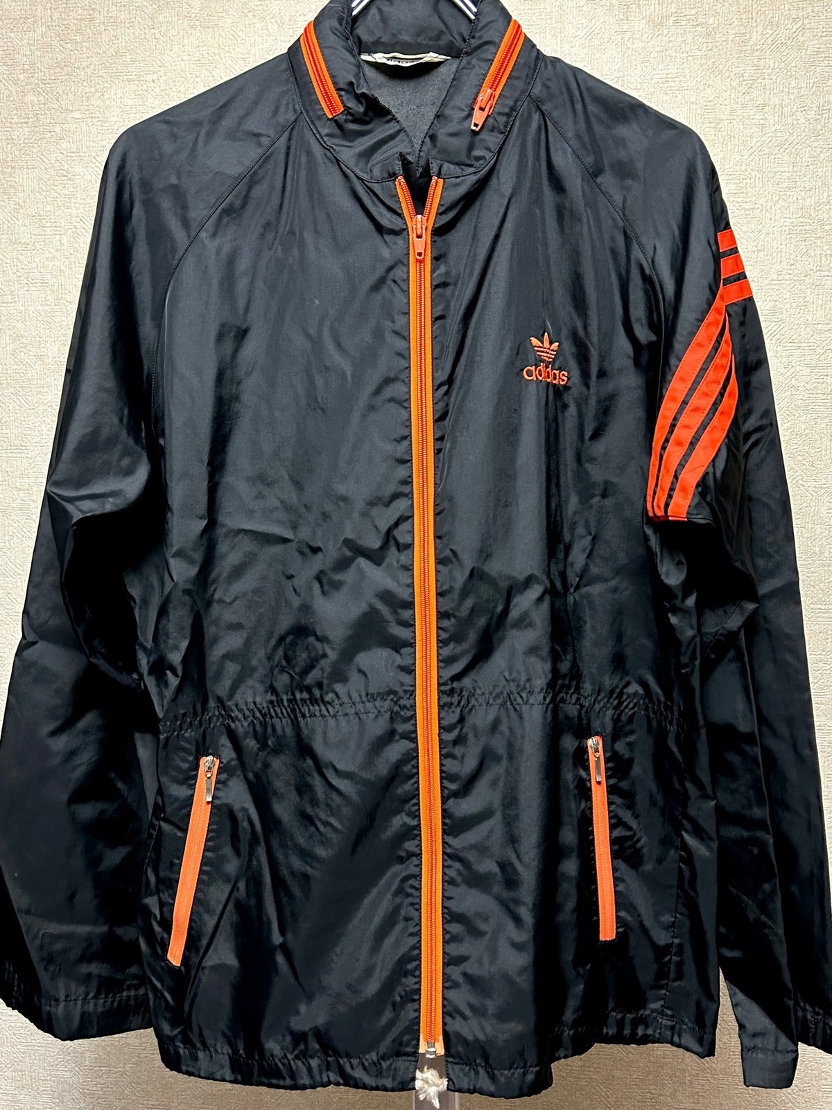 デサントadidas 相当 ウィンドブレーカー TECHNO 黒90sシャカシャカ