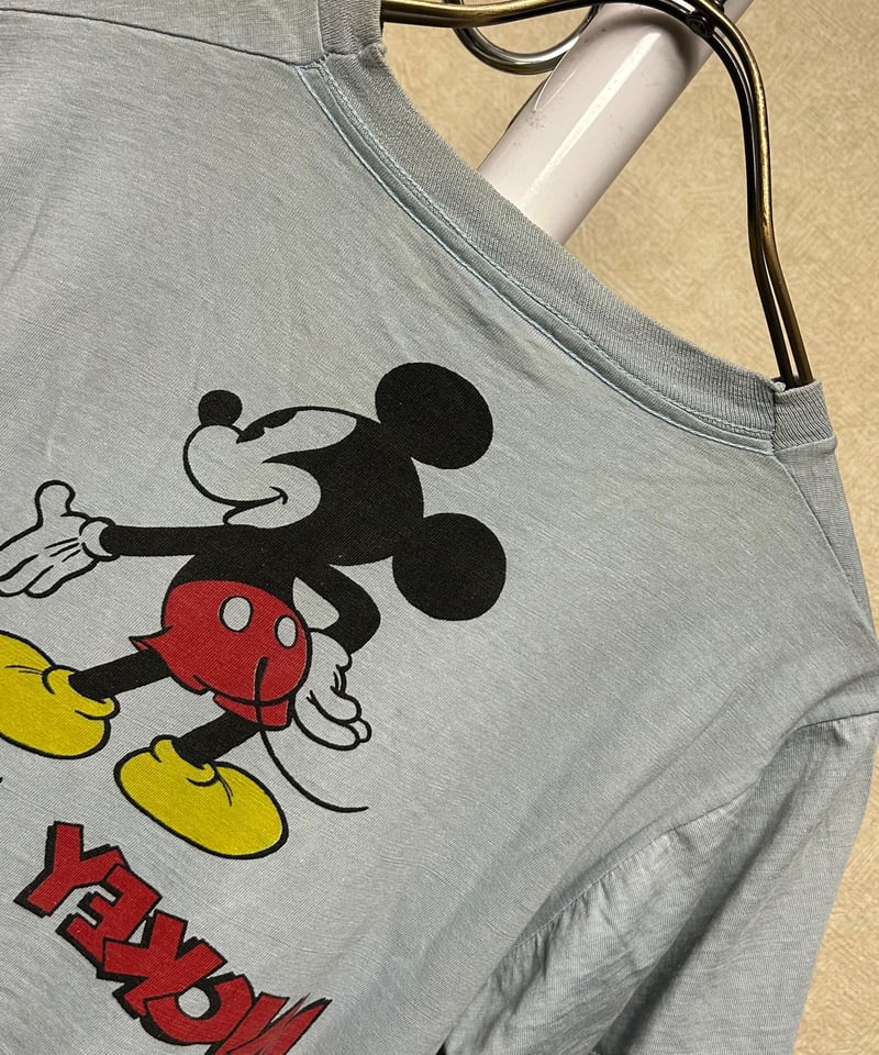 エイティーズU.S.A.製希少両面プリントミッキーTee〉80年代U.S.A.製