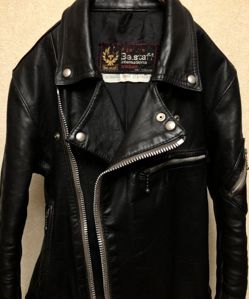 70s belstaff leather ダブルライダース uk38-