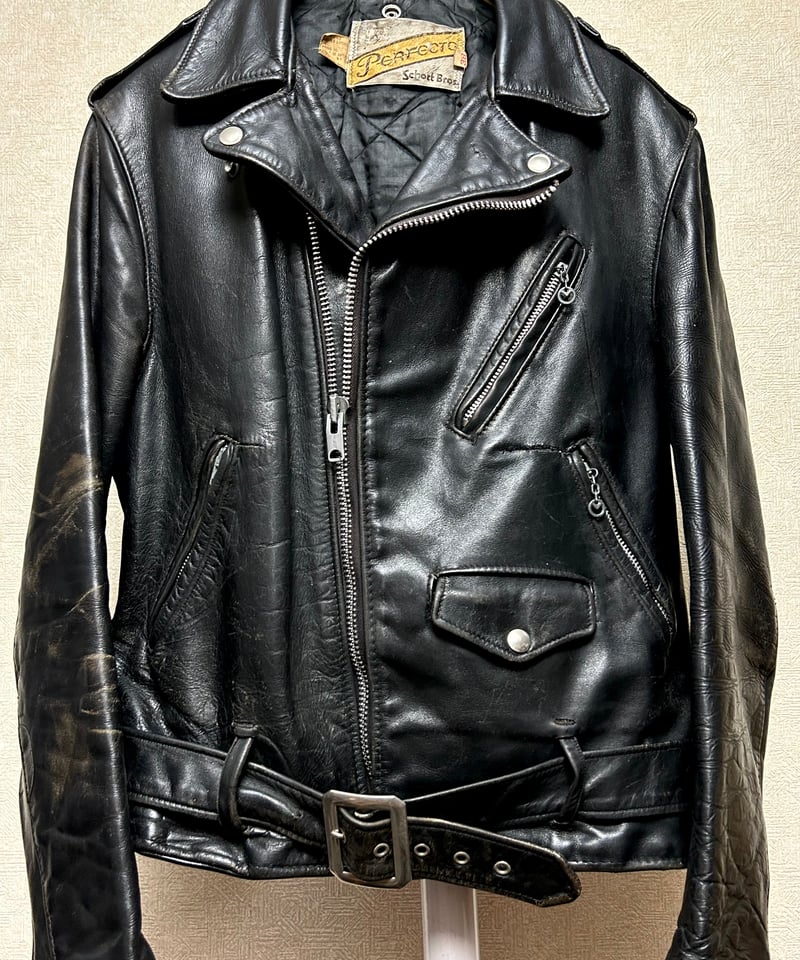 牛タグ前期Schott Bros希少ワンスターR&R茶芯ライダース〉70,s U.S.A.製