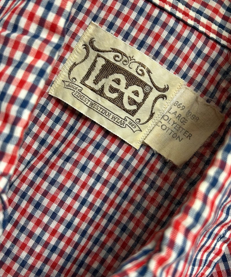 70〜80s アメリカ製 Lee リー 黒タグ ウエスタン調 チェック シャツ 17c1b4e8c30e08ee3d91c35b106659