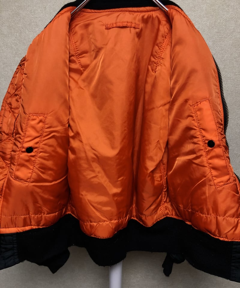 ALPHA 80s MA-1 USA size S 　美品 エイティーズU.S.A.希少オールブラック〉80年代U.S.A.製民間