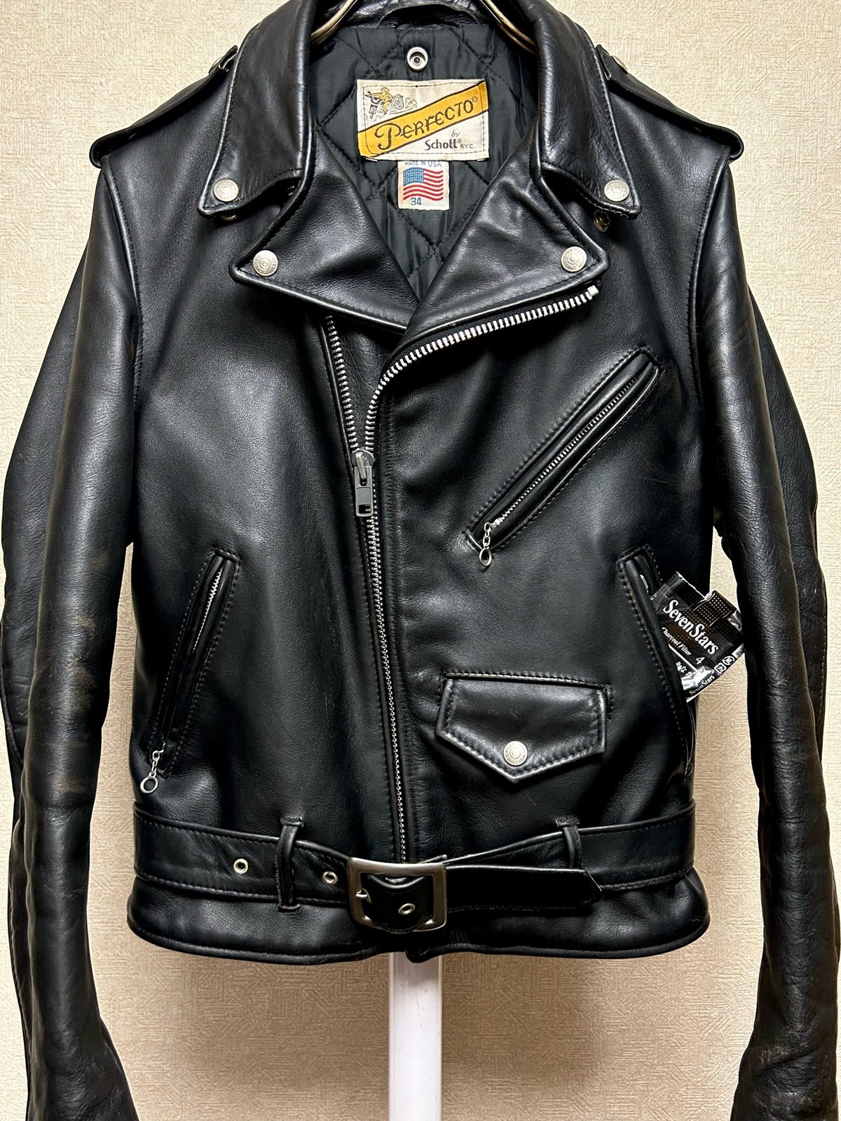 エイティーズ茶芯ボディーRock'n Rollライダース〉80年代U.S.A.製Schott