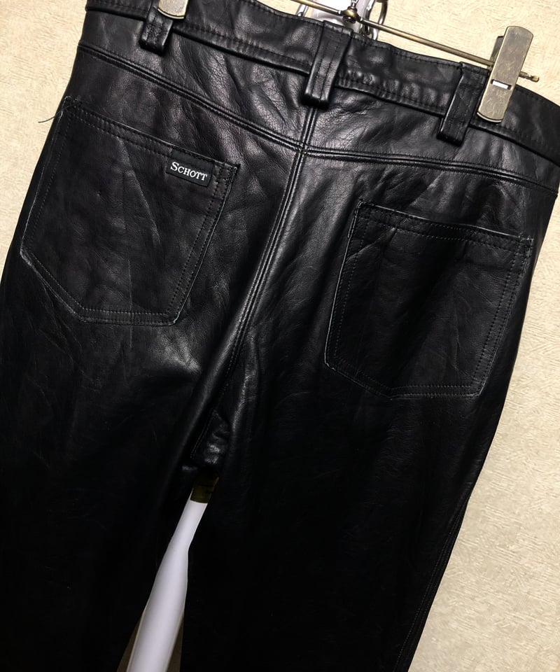 超目玉希少牛タグSchottレザーパンツ》U.S.A.製Schott 希少牛