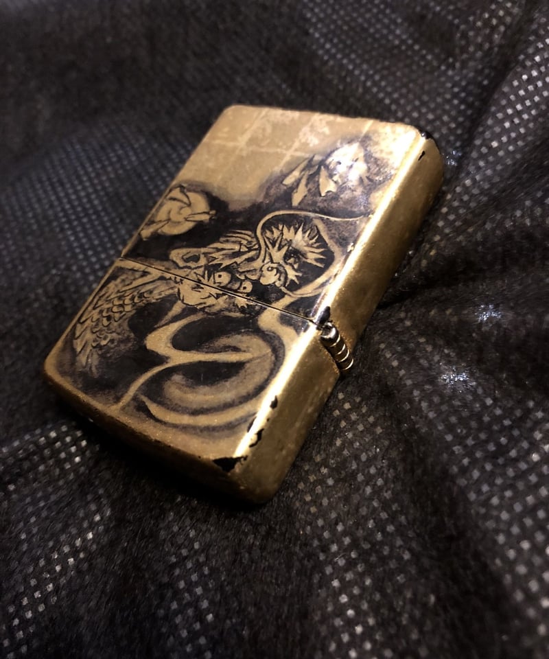 オールドリミテッドモデルZIPPO〉純金箔張り墨絵龍オールドリミテッド 