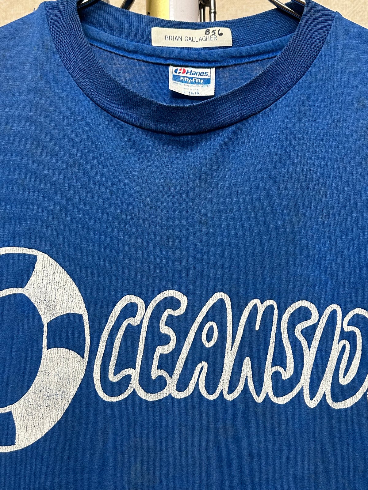 U.S.A.製期80,s HanesオールドラバープリントTee〉オールド80年代U.S.A