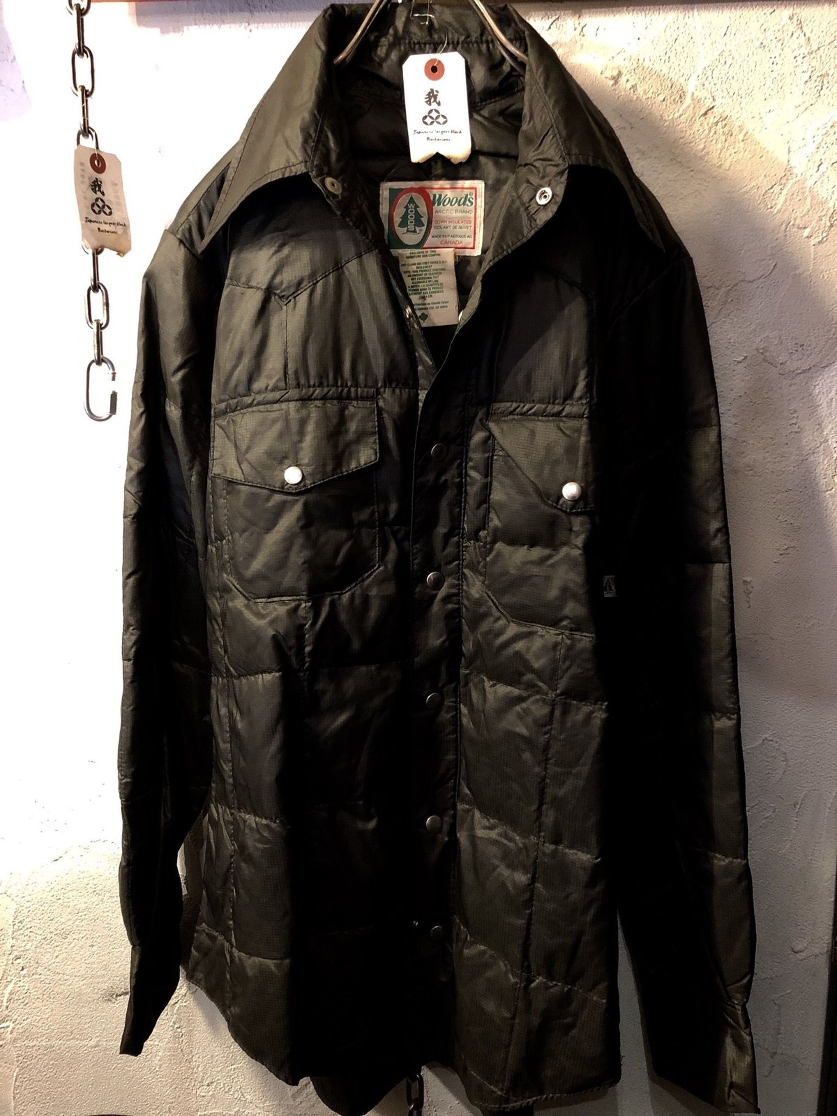 目玉〉オールドモデル80,s CANADA製Woods DOWN-Shirtレッドデータ美品...